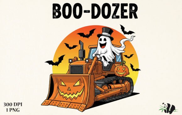 Boo Dozer PNG: Versatile T-Shirt & Clipart Design