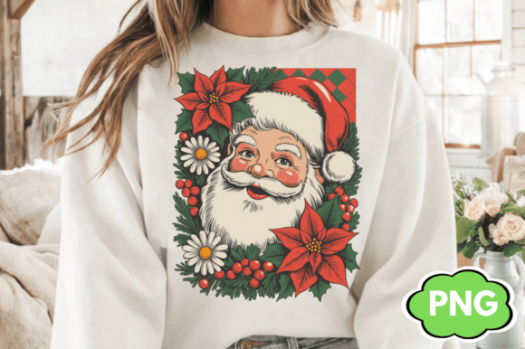 Checkered Santa Claus Design PNG: Festive Vector Graphics