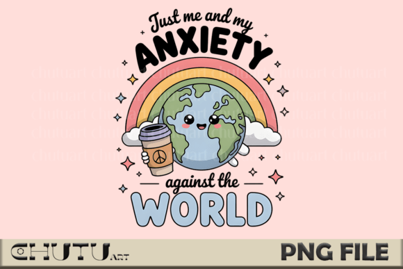Cute Earth Anxiety PNG: Kawaii Design for Authentic Branding