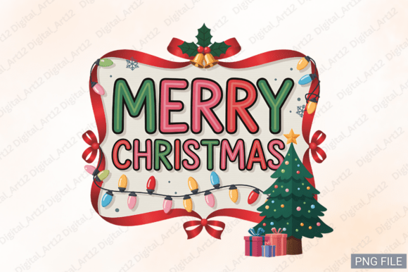 Festive Visuals: Merry Christmas Sublimation PNG Design