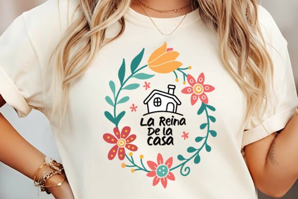 Floral Wreath Spanish Quote Design: Celebrating Mamá with Elegance
