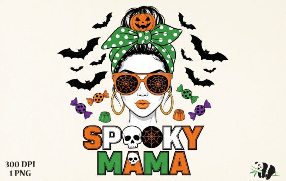 Spooky Mama Halloween Design Bats PNG: Creative Applications