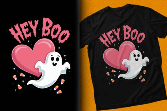 Spooky Style: The Hey Boo Halloween Heart T-shirt Design